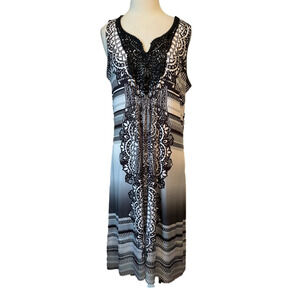 Apt. 9 Women's 2X Whimsigoth Beaded Lace Tank Midi Dress Boho Beach Travel